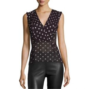 Veronica Beard Elle Polka Dot 100% Silk Chiffon Top size 4